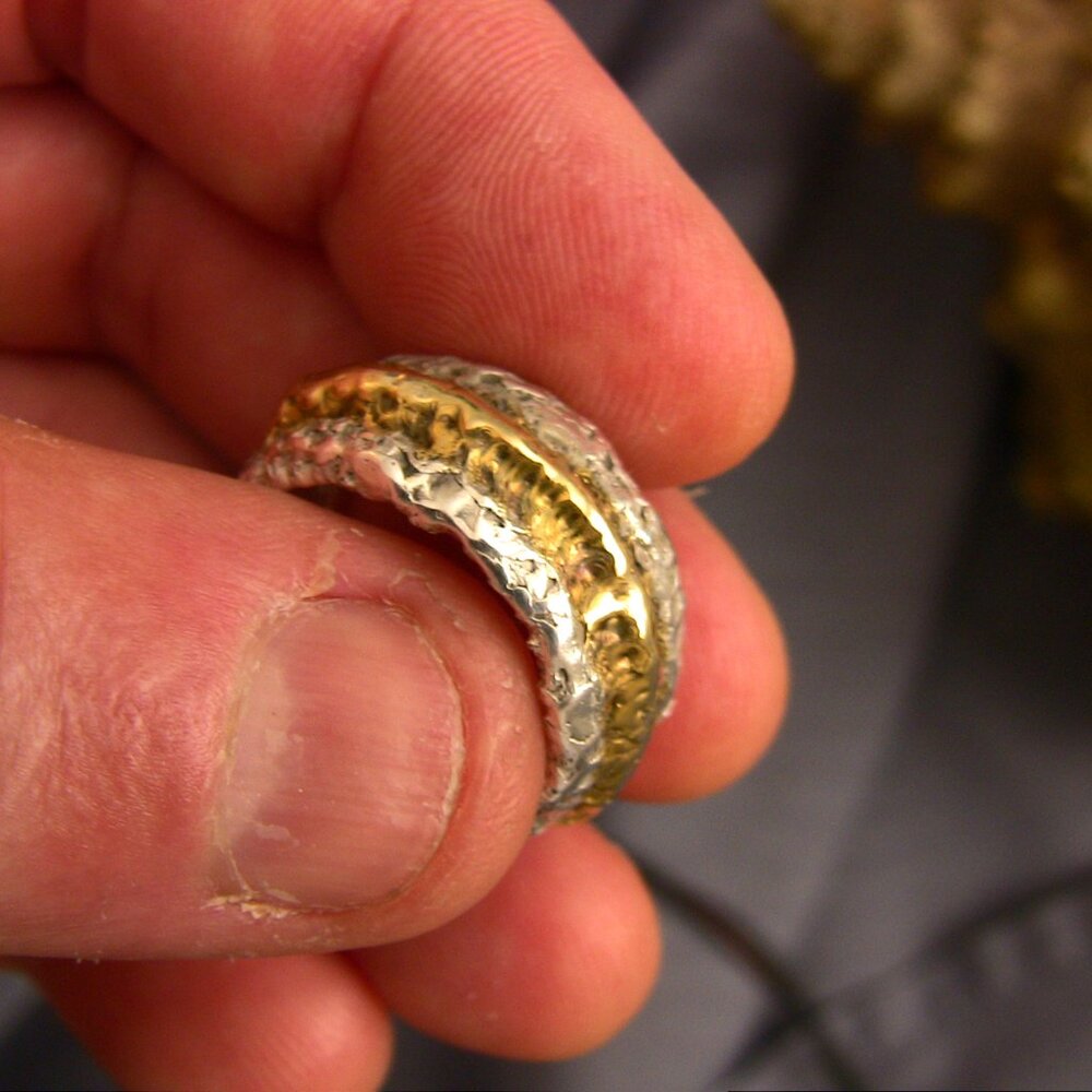 Handmade ring, 24K pure gold and 9999 pure silver - Picture 6 of 9